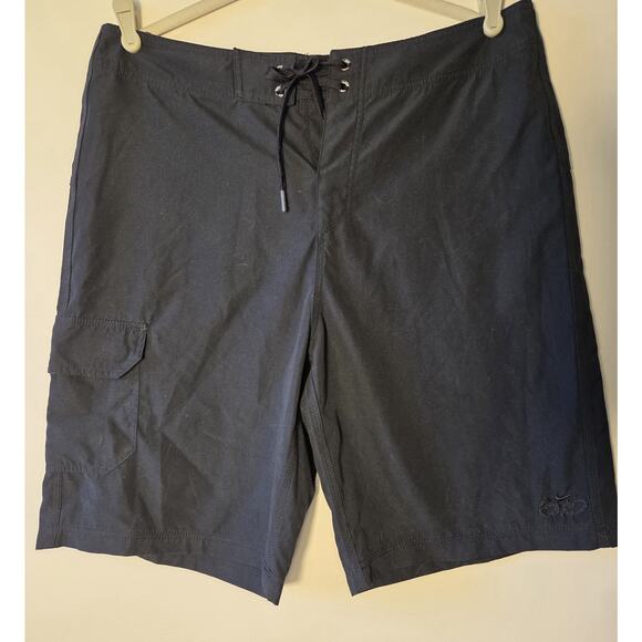 Nike 6.0 Solid Black Swim Board Shorts Drawstring Pocket 11" Inseam Mens 34 - Picture 1 of 9
